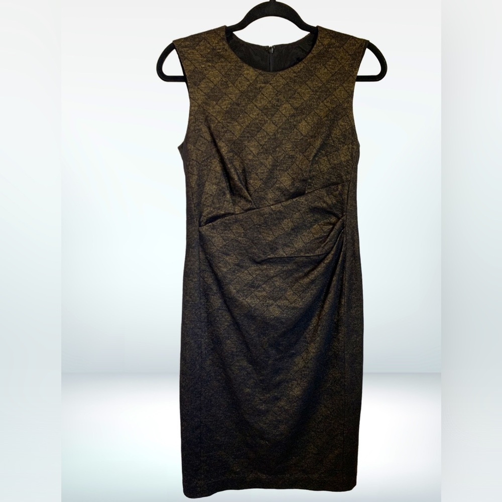 Lida Baday Gold and Black Sheath Dress, size 8